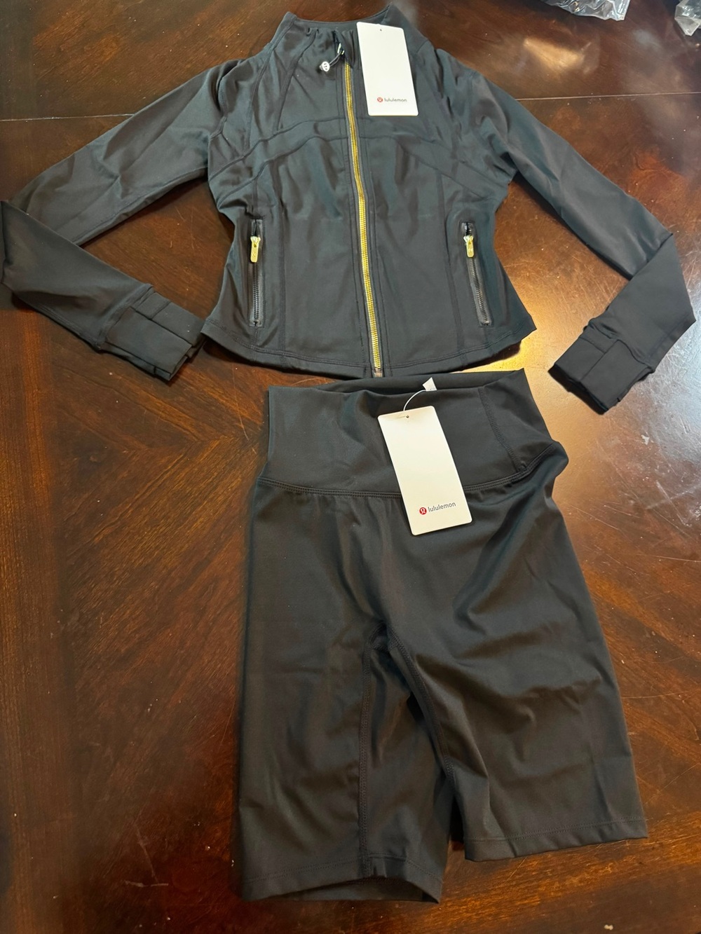 Lululemon Black Athletic Jacket & High-Waist Biker Shorts Set